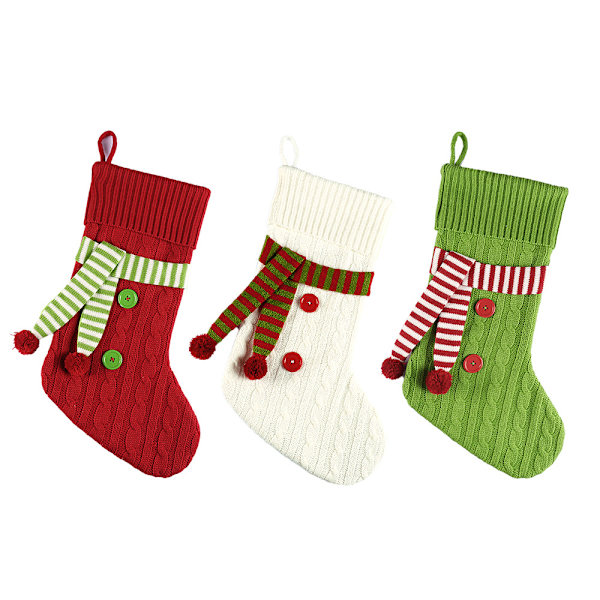 3 stycken julstrumpor, juldekorationer för gåvor och godis