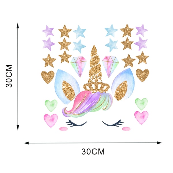 2-delt Tegneserie Enhjørning Vægsticker til Stue og Soveværelse