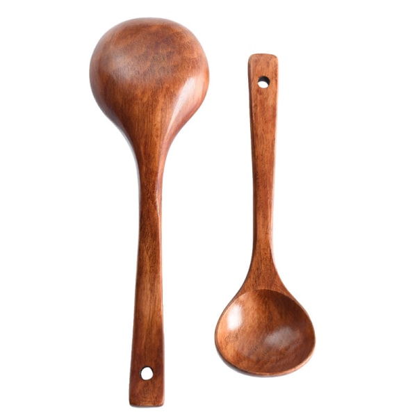 2 Pcs Kitchen Wooden Houseware Polished Rice Paddle Scoop Ladle