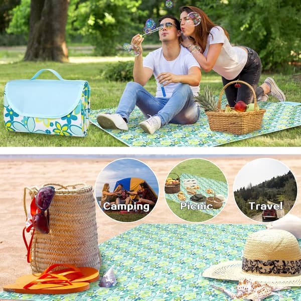 Picnic Tæppe 145 * 200CM, Foldbart Picnic Tæppe, Vandafvisende