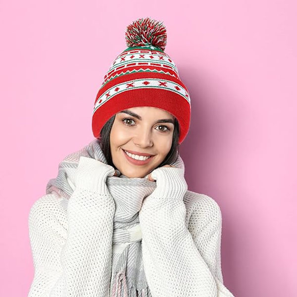 Unisex Julehat Vinter Strikket Hæklet Beanie Julemandshue Til