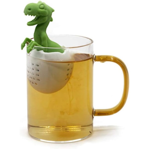 (grønn) Dinosaur Egg Tea Infuser Silikon Te-diffuser for Løst Blad Te