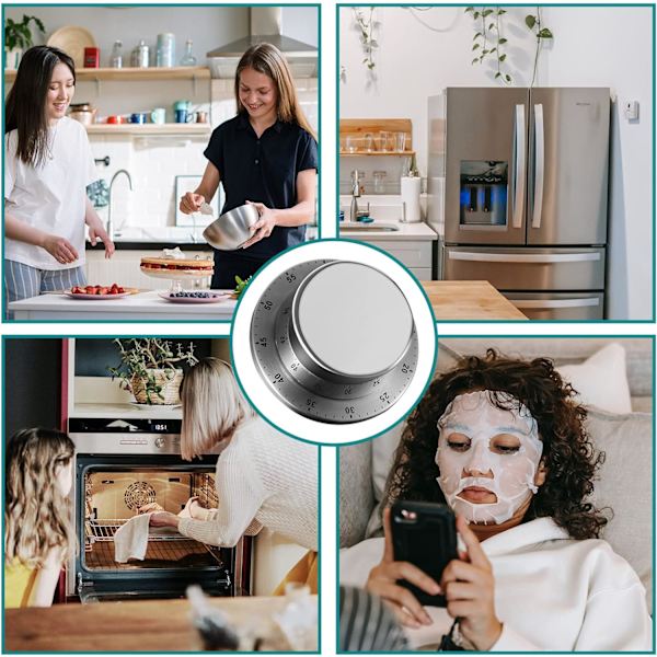Mekanisk Köktimer med Magnetisk Bas, 60 Minuters Nedräkning