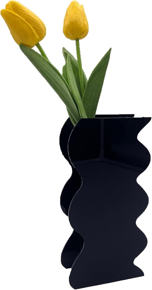 Svart Akrylvas, Geometrisk Akrylblomvas, Hög Vågsform
