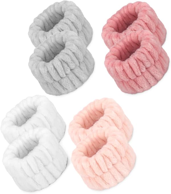 8 stk. Mikrofiber Spa Håndledsband til Ansigtsvask, Kvinders Håndleds Håndklæder til Ansigtsvask, Absorberende Ansigtsvask Håndledsband