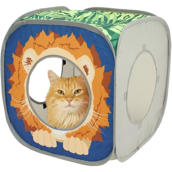 Jungle Cat Cube Combo, Sammenleggbar Cat Cube, Cat Bed, Tunnel, Cat