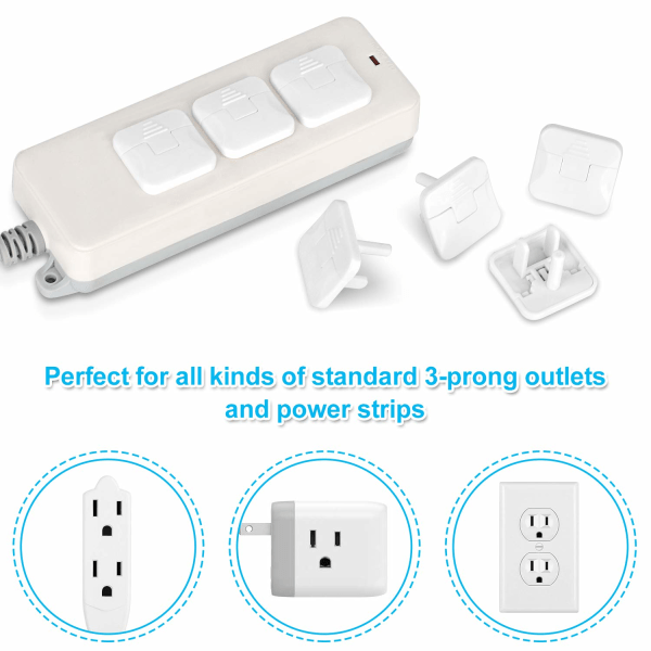 Mom's Choice Gold Awards Vinder - Outlet Covers med skjult trækhåndtag Baby Proofing Plug Covers (45 Pack) 3-benet Chil