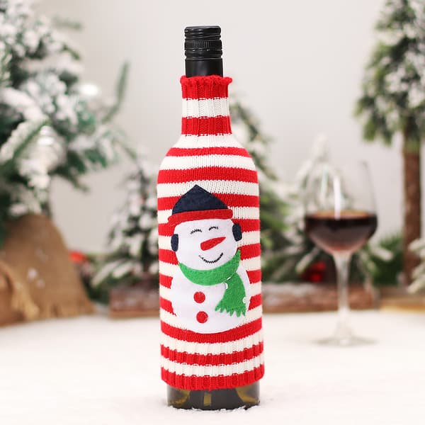 4 Julepynt Strikket Vin Flaske Ærme Grinch El