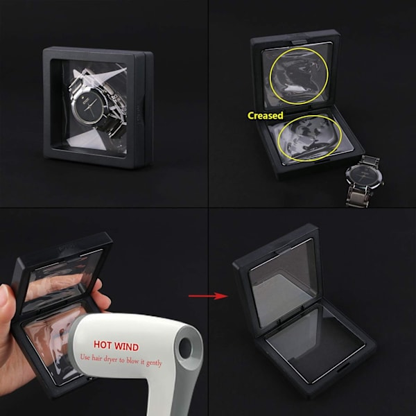 Sort 3D flydende ramme displaybeslag, 20 smykkedisplaybokse