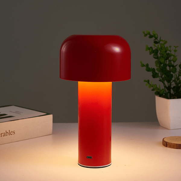 Bærbar trådløs berøringsladbare skrivebordslampe USB, rød