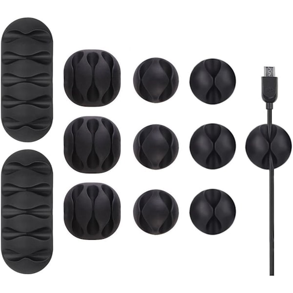 12 Pak Durable Kabelklips, Kabelorganisatorer og -bind, Skrivebordsorganisering