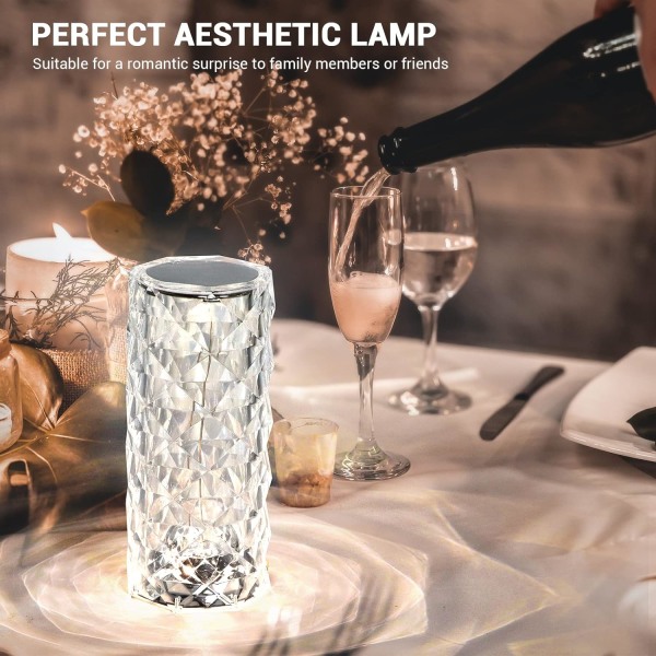 Crystal Diamond Bordslampa, 16 färger USB Charging Touch Lamp Bed