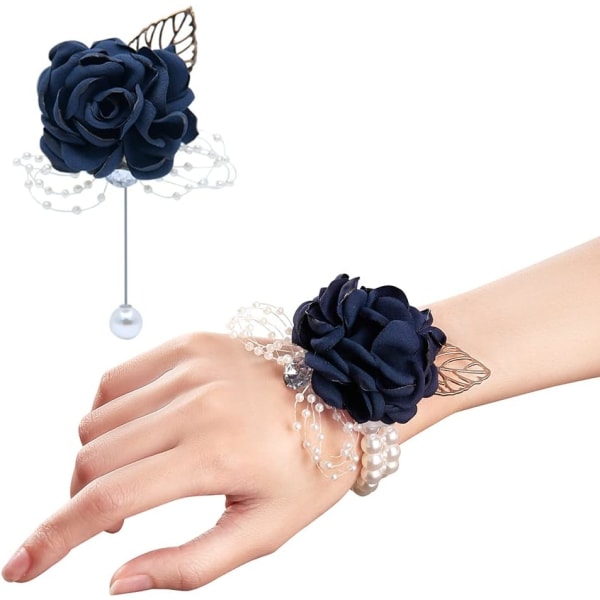 Rose Håndleds Corsage Boutonniere Sæt, Håndleds Blomst Corsage Wristlet