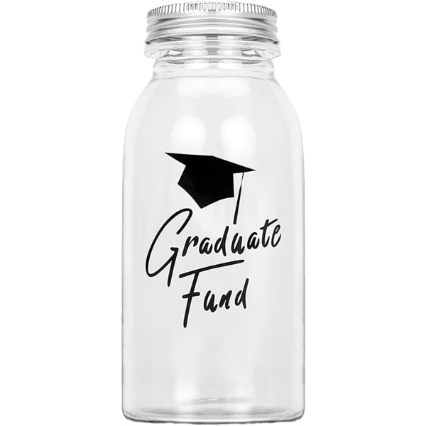 DIY Graduation Glasburk Fyldt med Penge Klasse af 2024 Kasket Sæt Sort Guld Graduation Pengeholder DIY Kontant Glas Sæt Gra