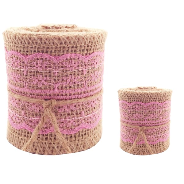 2 st Naturjute med Spets (Rosa)