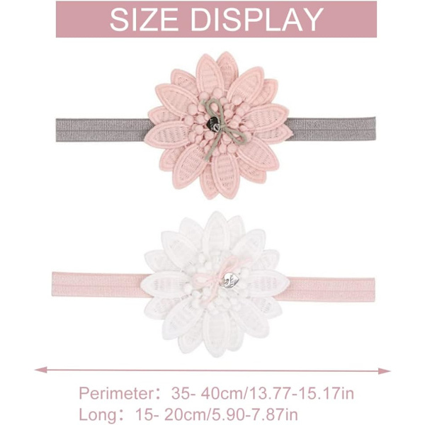Blomsterhodeband, Babyjente Blomsterhodeband, 2 Stykker Babyhodeband