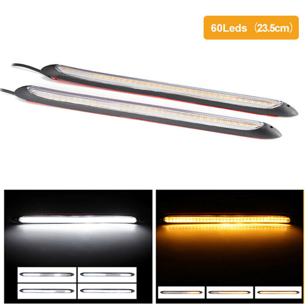 2x DRL LED-lysstripe for frontlys, sekvensiell blinklys
