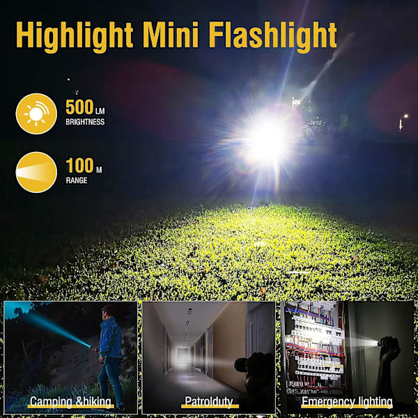 Mini LED Lommelygte, 900 Lumen Nøglering Lommelygte med UV Lampe