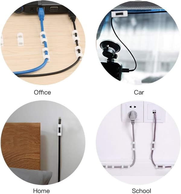 30 stk. Selvklæbende Kabelclips Kabeloprydning, Kabel M