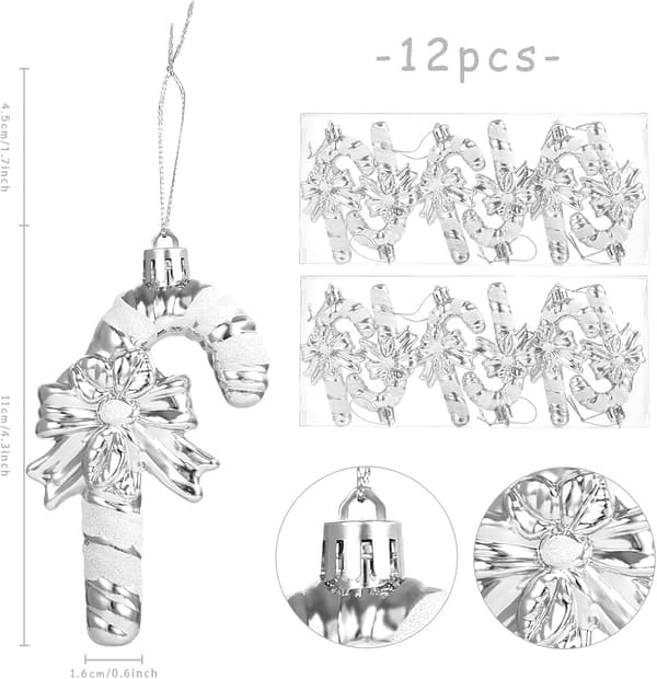 12 stk Glitrende Julepinner 11cm for Juletrepynt DXGHC