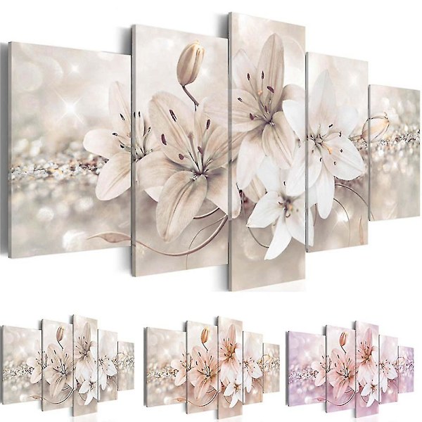 （Gyllene）5 Paneler Kärleksblommor Canvas Väggkärnmålning