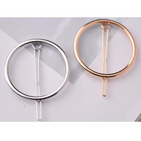 2 Pcs Minimalist Dainty Hollow Geometric Round Circle Metal Hairp