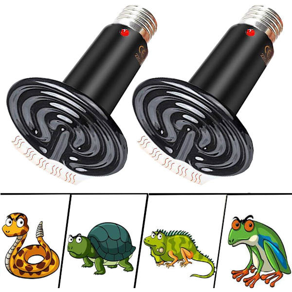 2-pack E27 Reptilvärmelampa för Reptiler och Amfibier, Ormar