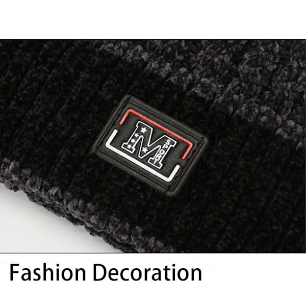 Mænds Fint Ribbet Fleeceforet Termisk Vinterstrikket Beanie Hat, B