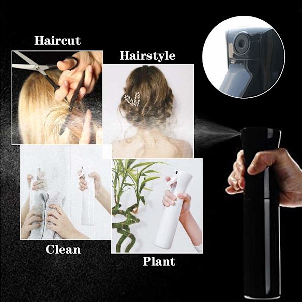 2-pak Svart+Hvit, Hårsprayflaske Tom Plast Trigger Spray