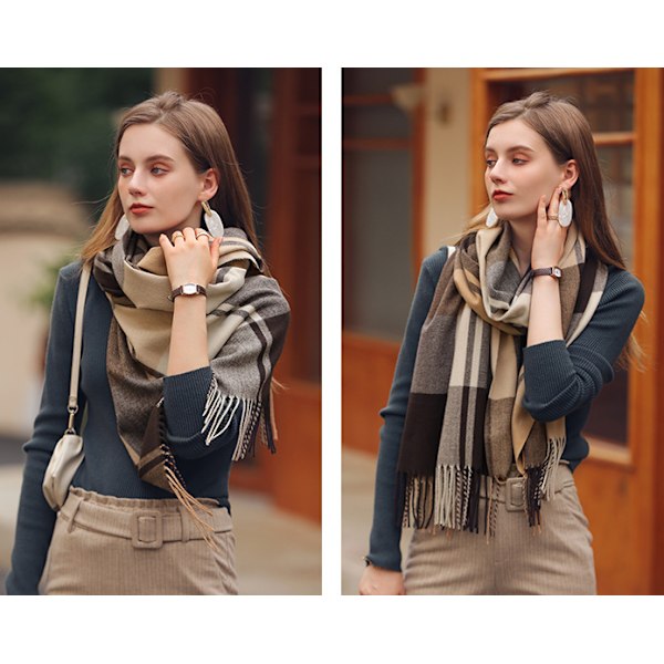 Imitation Cashmere Sjal Vinterhalsduk Kvinnors Sjal Tjockad Krig