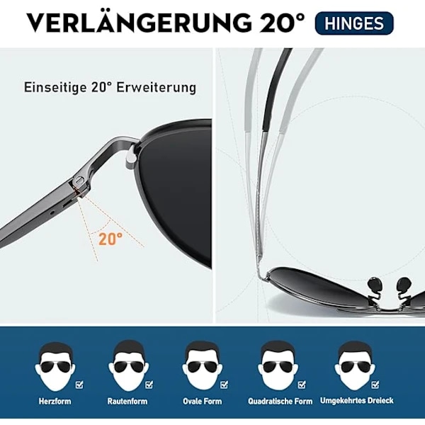 Solbriller, -Herre-Dame-Pilot-Polariserede Pilotbriller