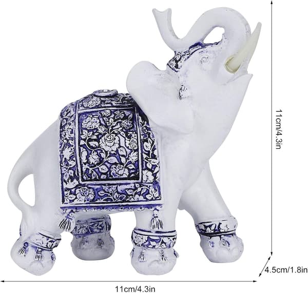 Feng Shui Elefantstatyer, Vita Elefantfigurer med Upphöjda