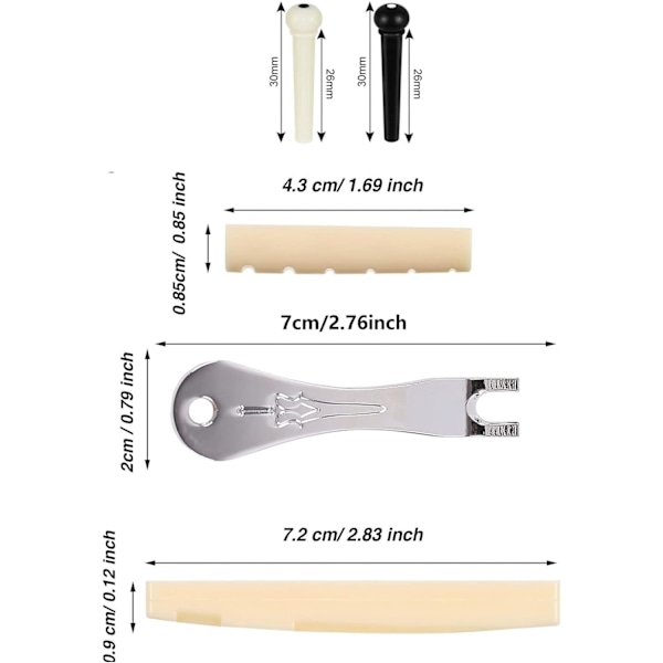 15 stk akustiske gitarbropinner, gitarbropinne-trekker