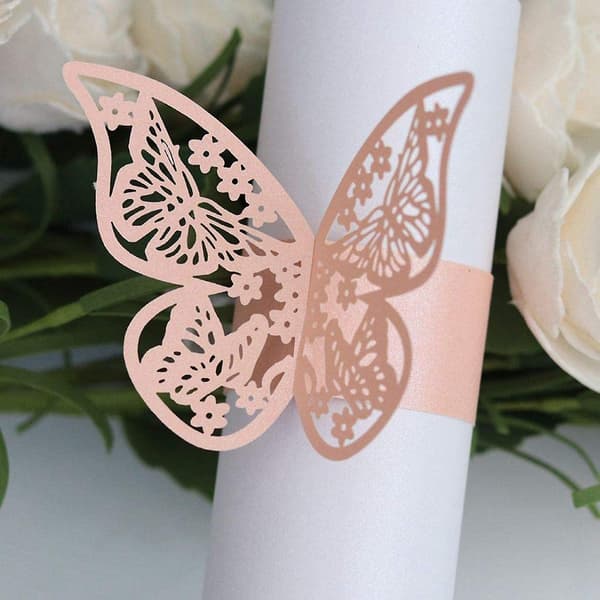 50 stk. 3D Butterfly Papir Servietringe Til Bryllupper Fest Tabl DXGHC