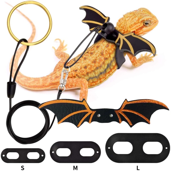 Lizard Leash Harness, 3 storlekar Läder Wing Lizard Harness med De