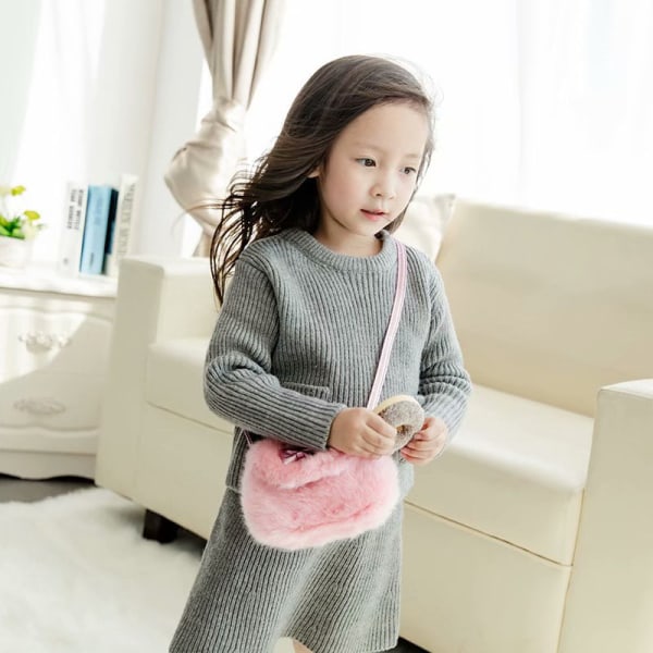 (1 - 5 år)Barn Flickor Småbarn Plysch Mini Crossbody-väska