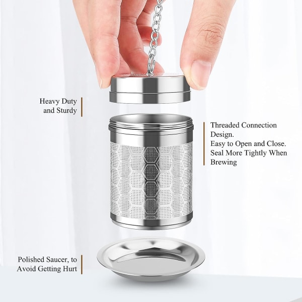 Te-dispenser for løst te, (2 poser) 18/8 rustfritt stål te-filter