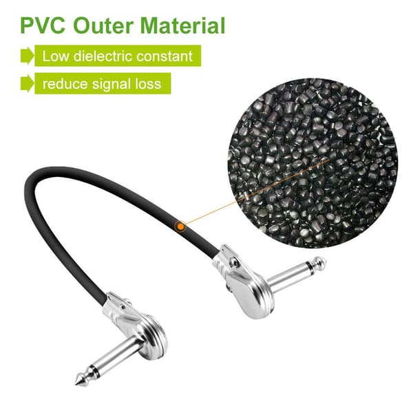 Guitar Patch Kabel 15cm 4-pak Retvinklet Flad Patchledning 6.35mm