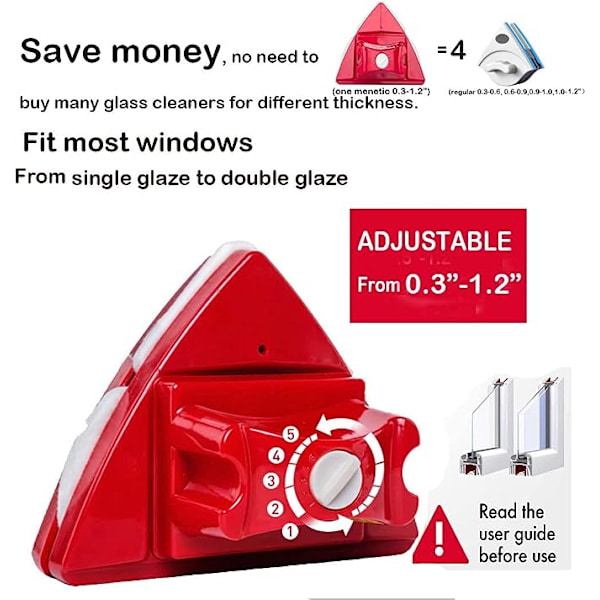 Magnetisk vindusvasker, dobbeltsidig vindusvaskerbørste Glass