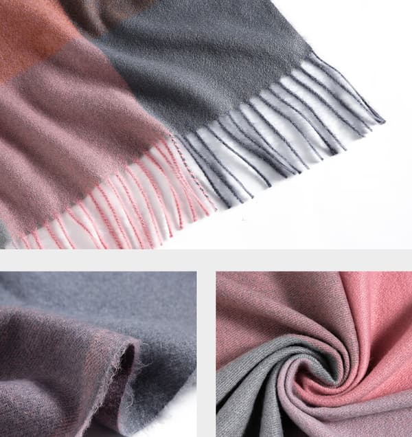 Stripete Plaid Sjal Høst og Vinter Skjerf - Rosa Grå