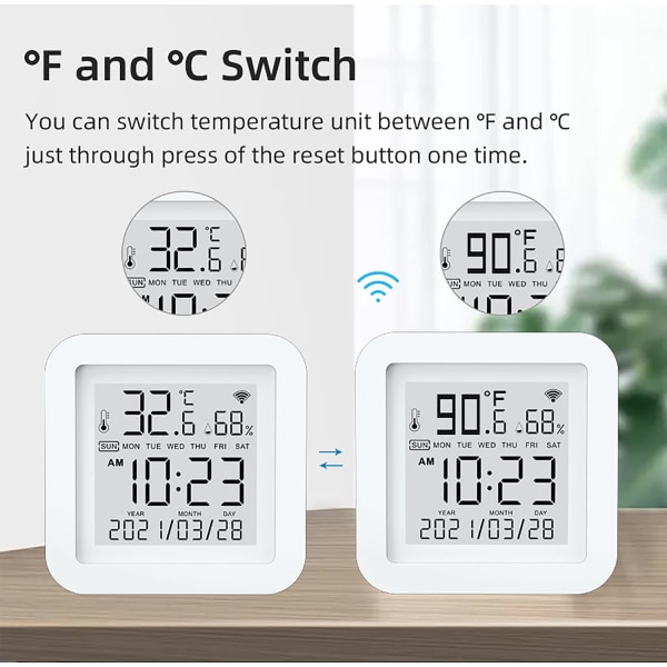 Smart WiFi Temperatur Fugtighed Monitor: Trådløs Temperatur Hum