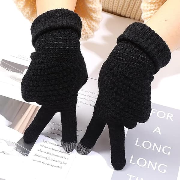 2 Par Dame Vinter Touchscreen Handsker Varme Fleeceforet Strik