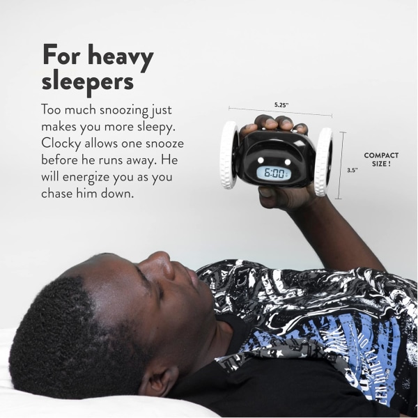 Rullande väckarklocka - extra högt för tunga sovande personer (Clockie Robo