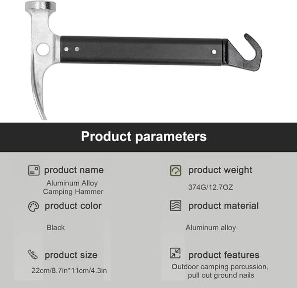 Camping Hammer, Teltspænder Hammer Trækker Aluminium Legering Mini Port