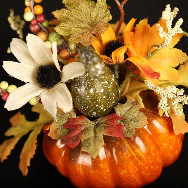 Thanksgiving Dekorationssæt med 2 kunstige græskar 20*10cm Bær
