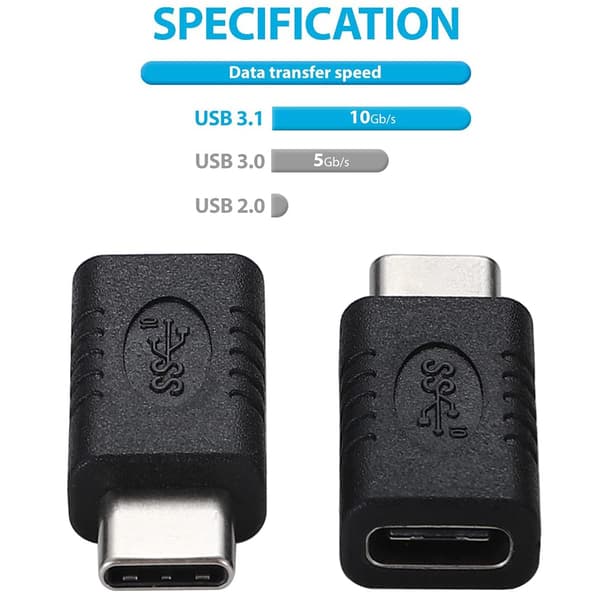 2 stycken USB-C hane till hona adapter, USB 3.1 Typ-C förlängning DXGHC