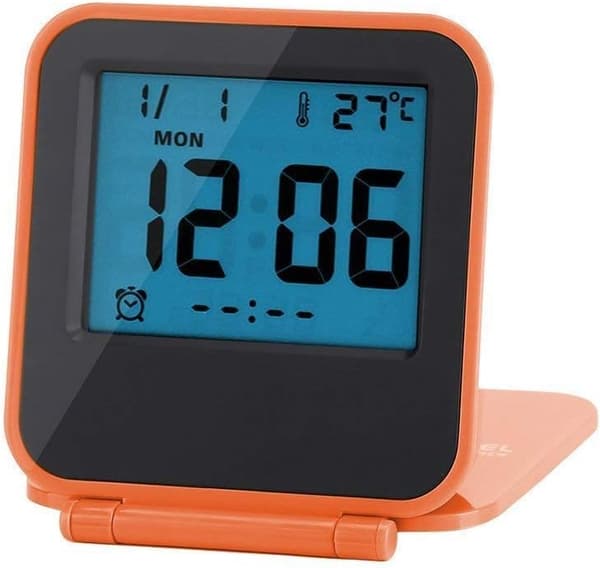 Mini Multifunktionell Vikbar Digital Väckarklocka LED-Klocka Porta