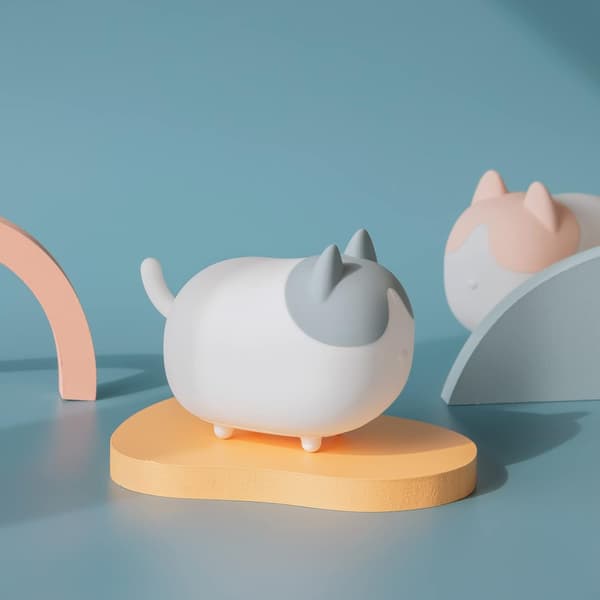 Søt Kitty nattlys, LED silikon katterampe, lys