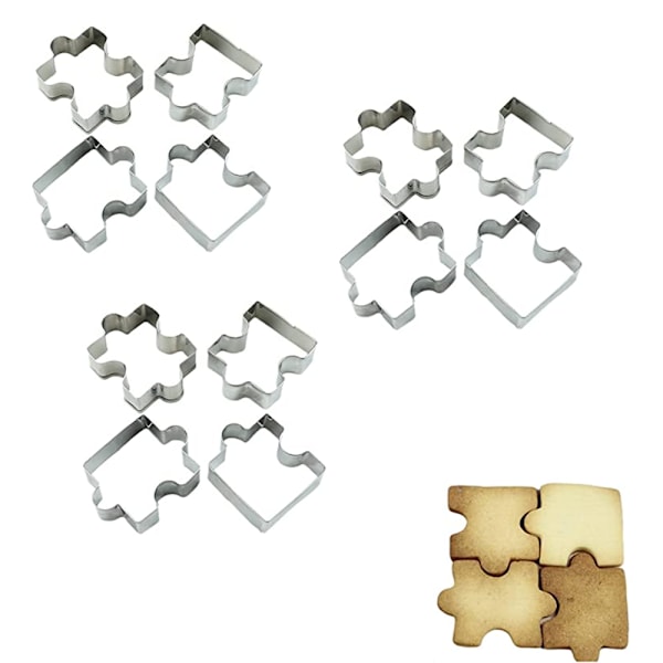 3 Set Puzzlebitar Kakformar i Rostfritt Stål, Kexformar