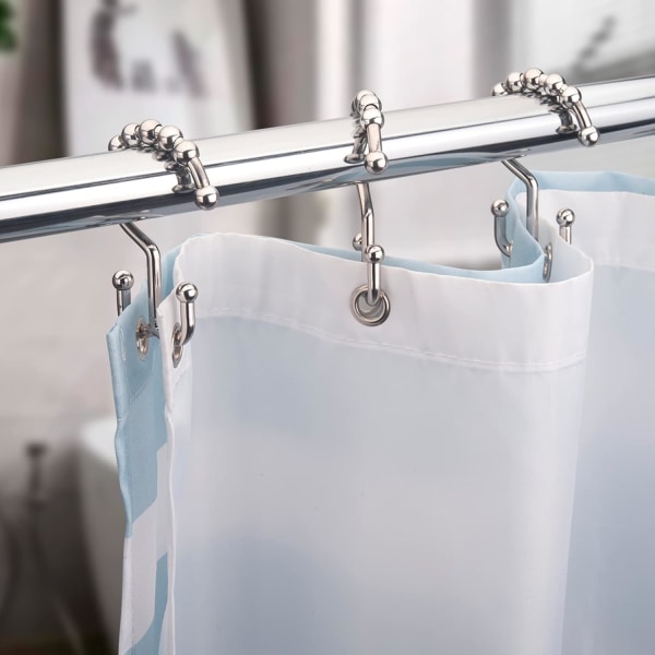 Duschdraperihakar Plast Dubbla Duschdraperiringar för Bad